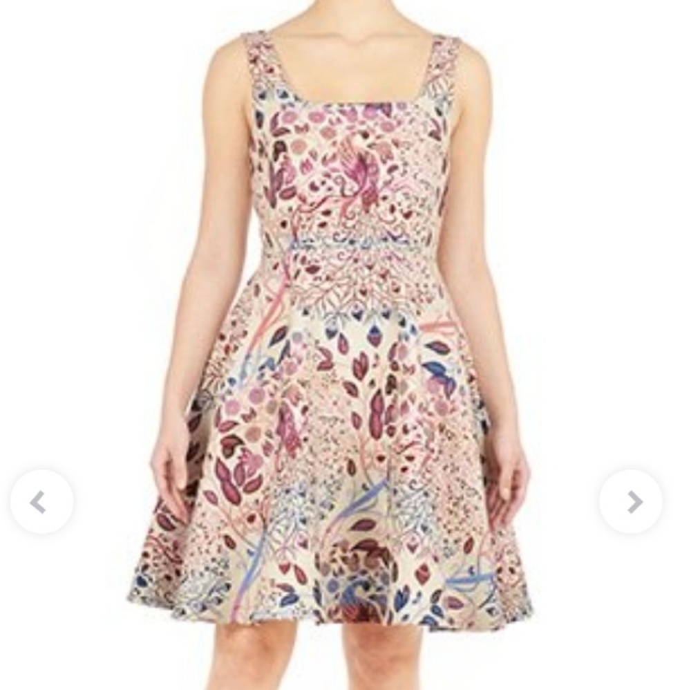 Anthropologie Plus 20 2x eShakti Dress embroidered Peacock Rainbow Vibrant Flare